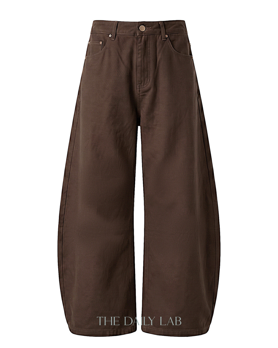 Barrel Leg Casual Pants in Brown