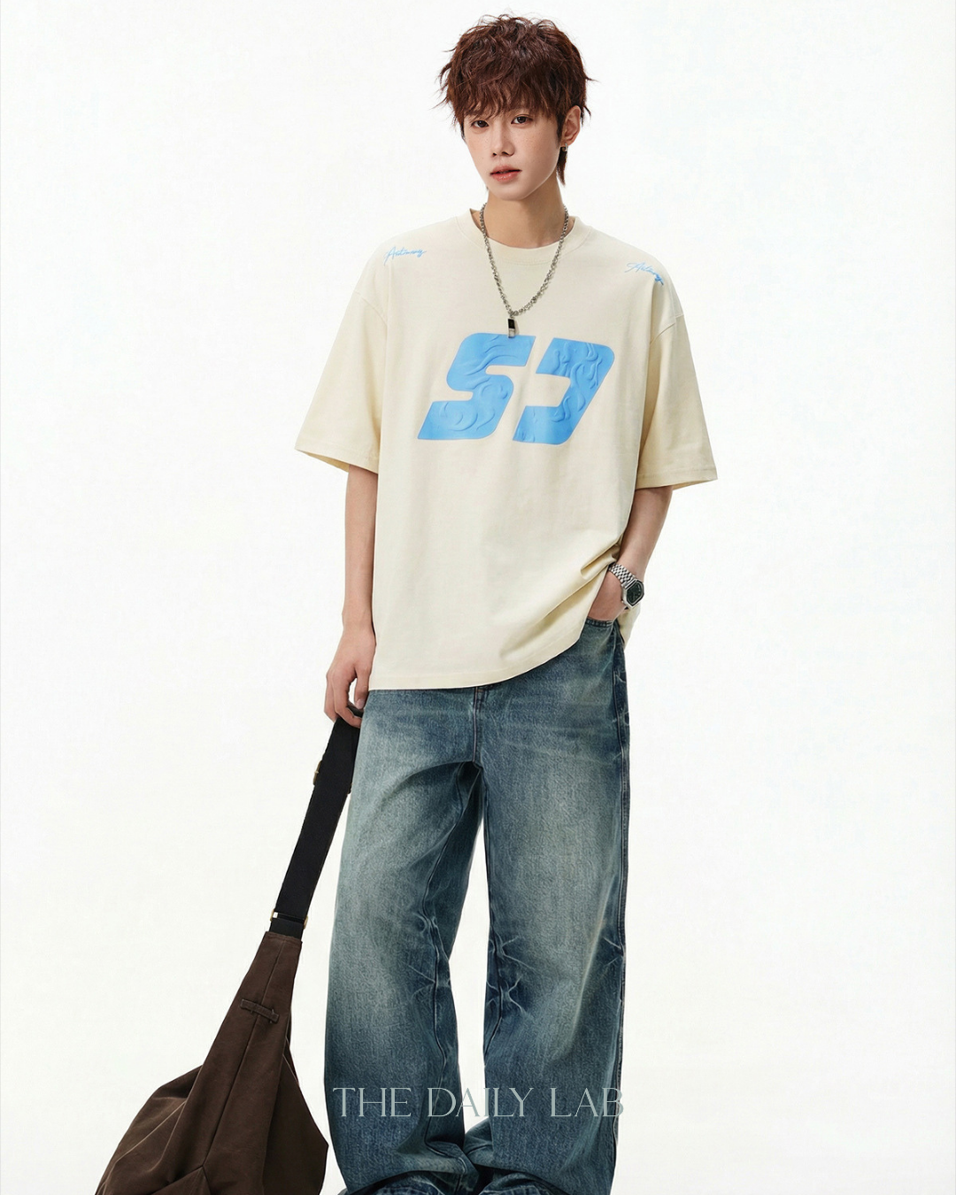 Urban Print Graphic Tee in Beige