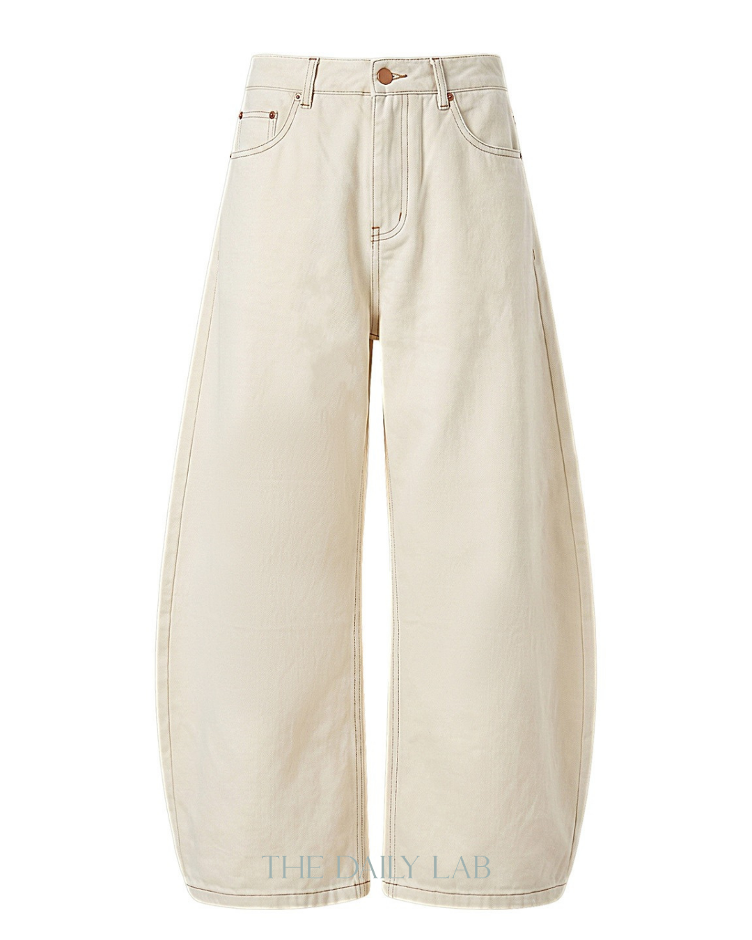 Barrel Leg Casual Pants in Beige