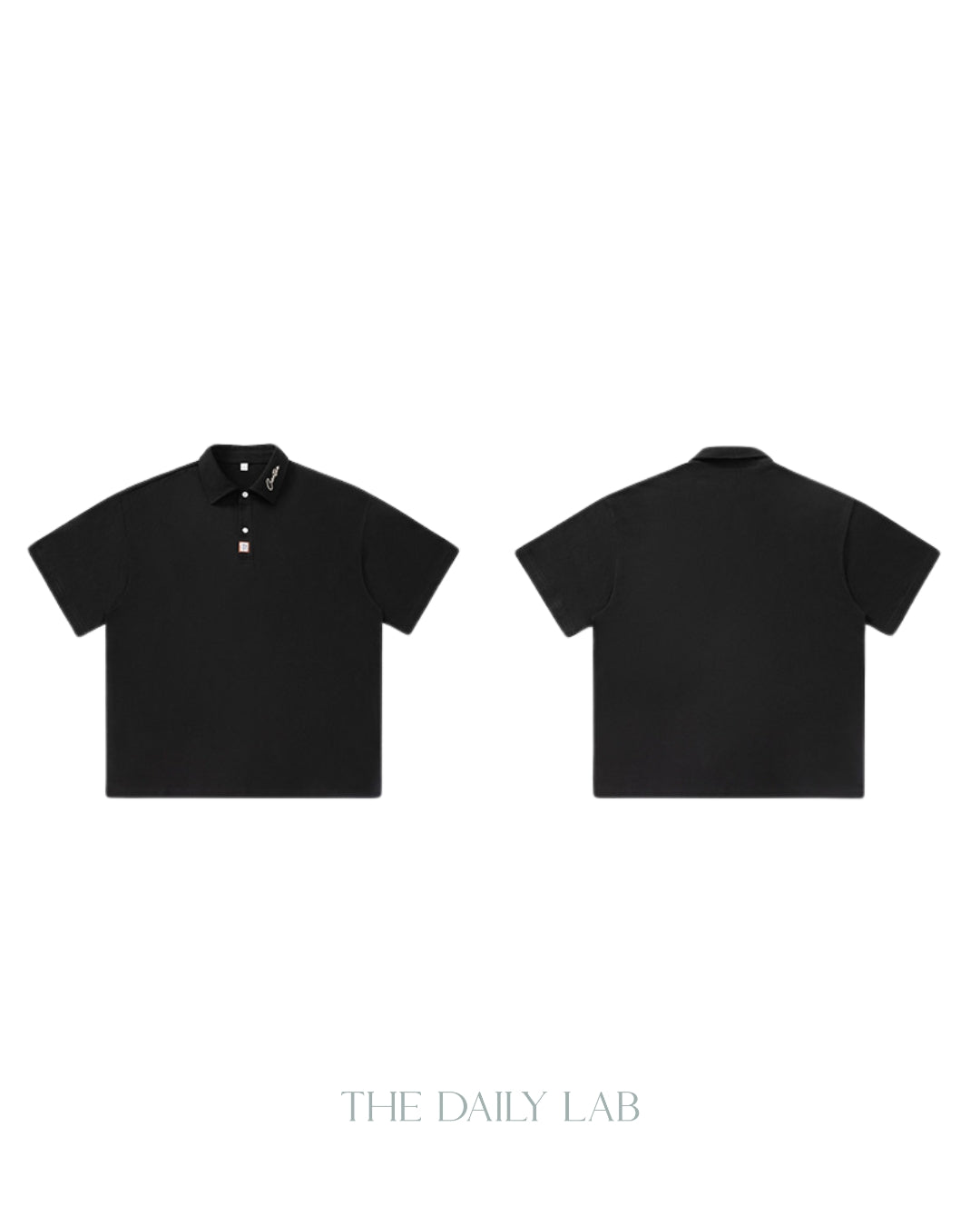Creative Short-Sleeve Polo Shirt in Black
