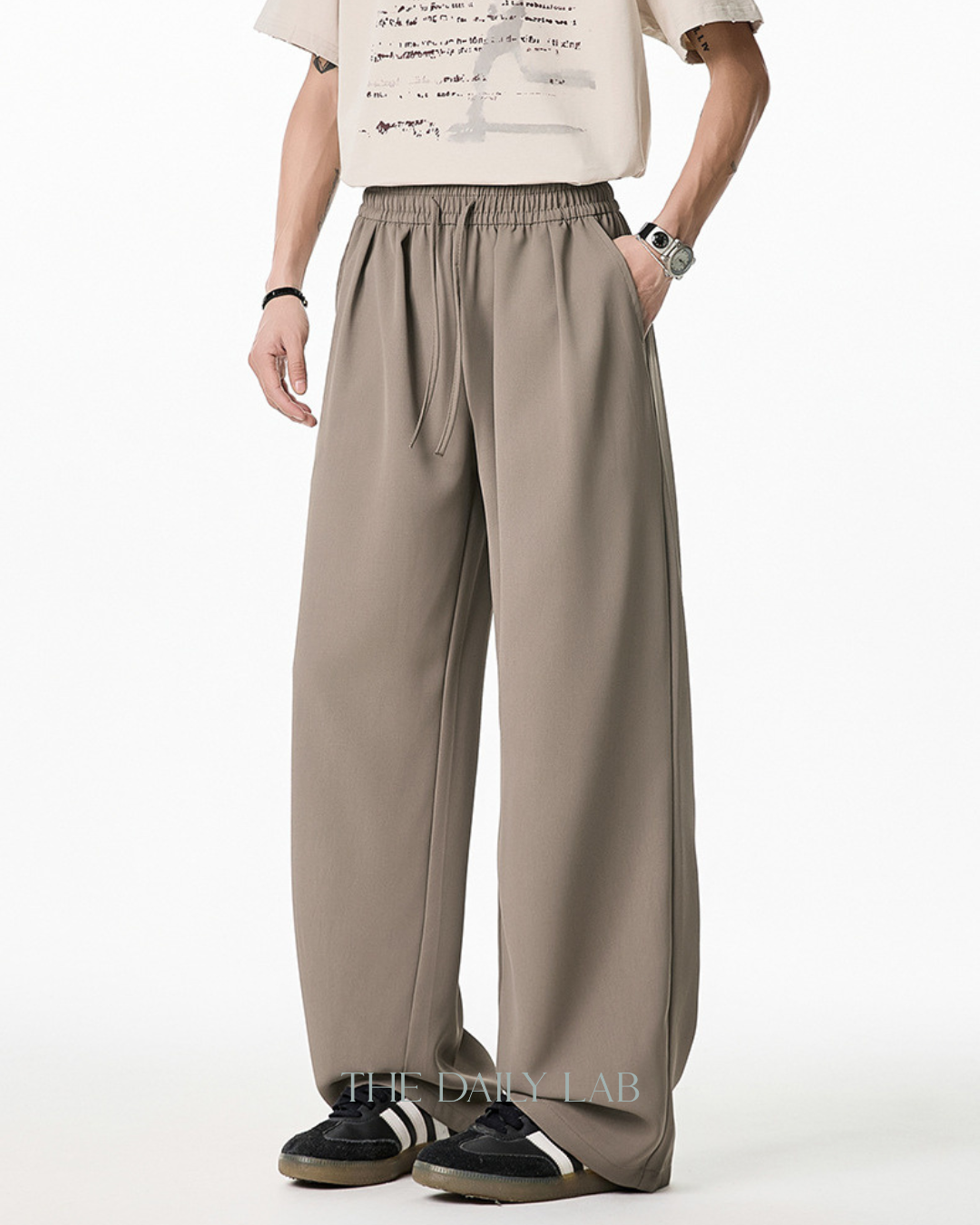 Ice Silk Straight-Leg Pants in Khaki