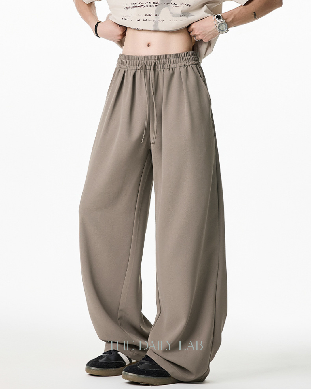Ice Silk Straight-Leg Pants in Khaki