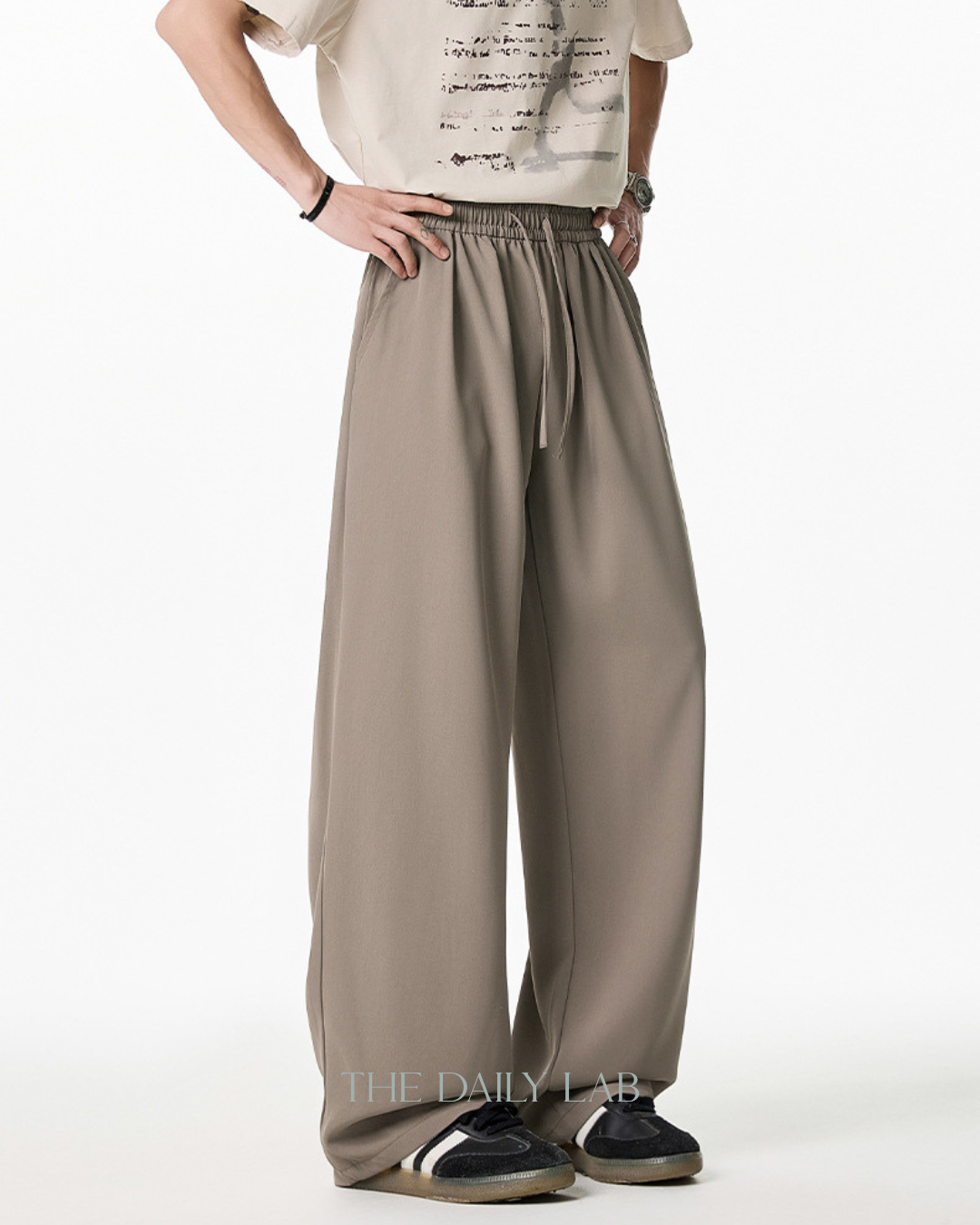 Ice Silk Straight-Leg Pants in Khaki