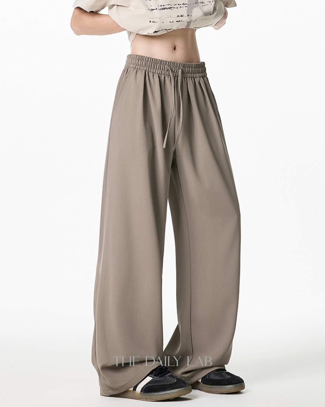 Ice Silk Straight-Leg Pants in Khaki