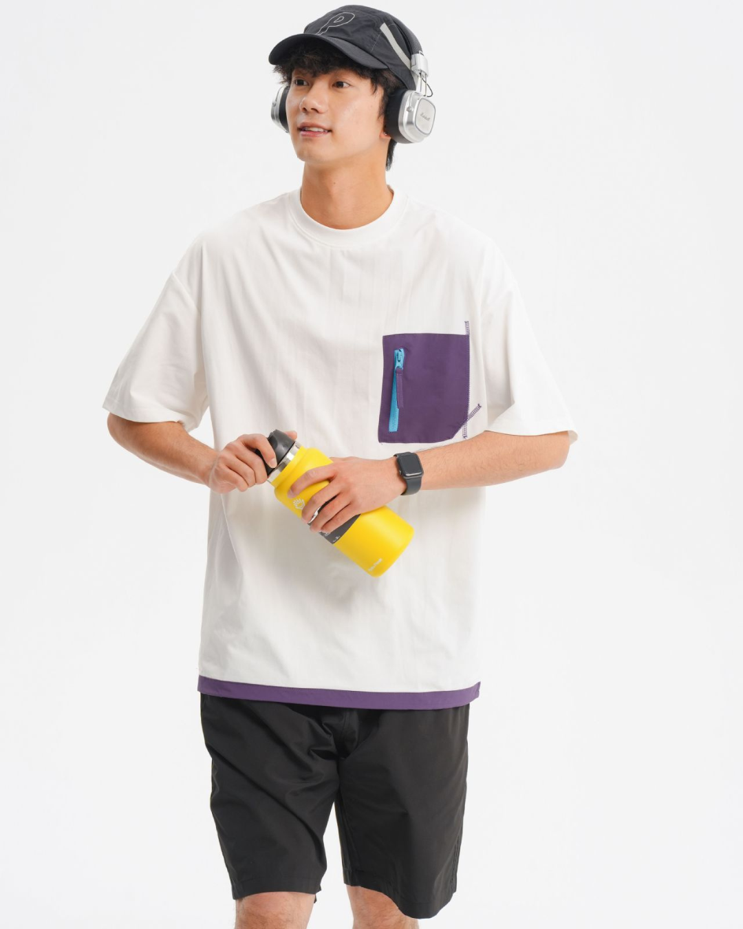 Color-White Pocket Short Sleeve Tee in White