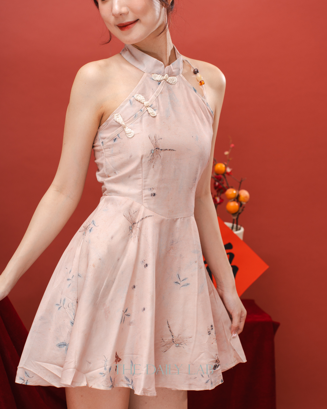 Peach Bloom Cheongsam Dress