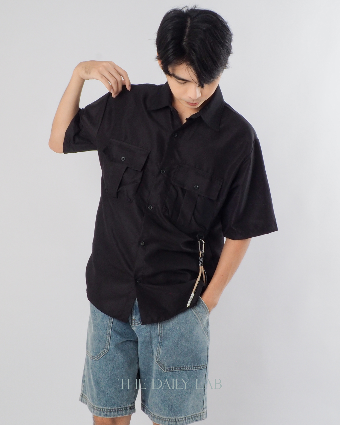 Japanese Style Short Sleeve Jacket in Black