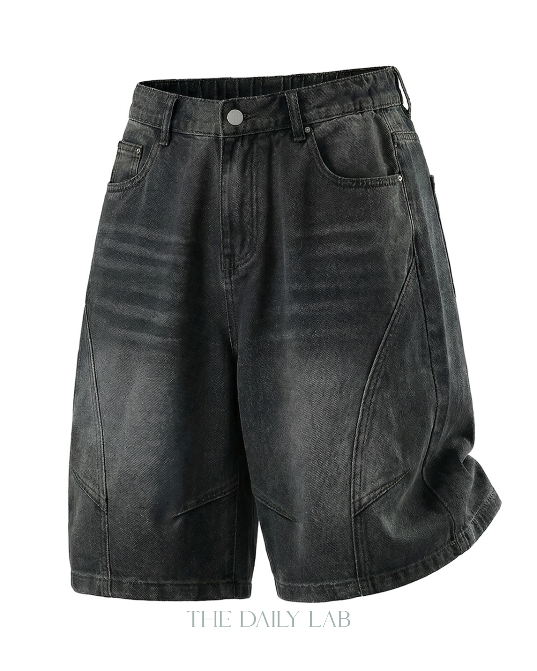 Fade Structure Denim Shorts in Black