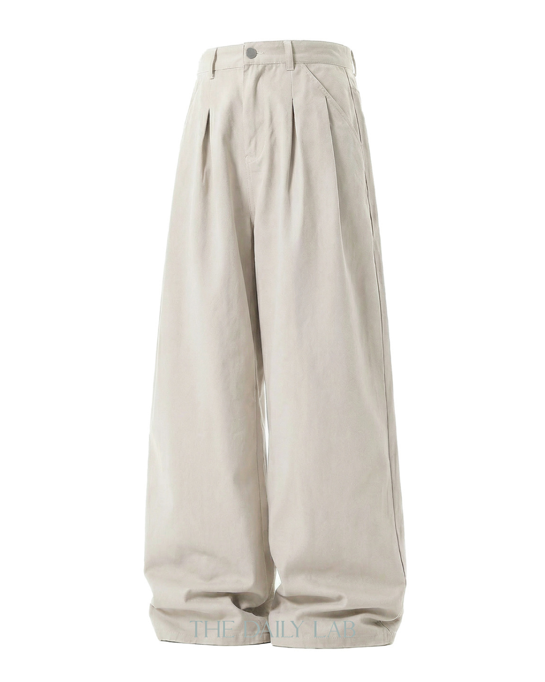 Vintage Double Pleat Straight Pants in Beige