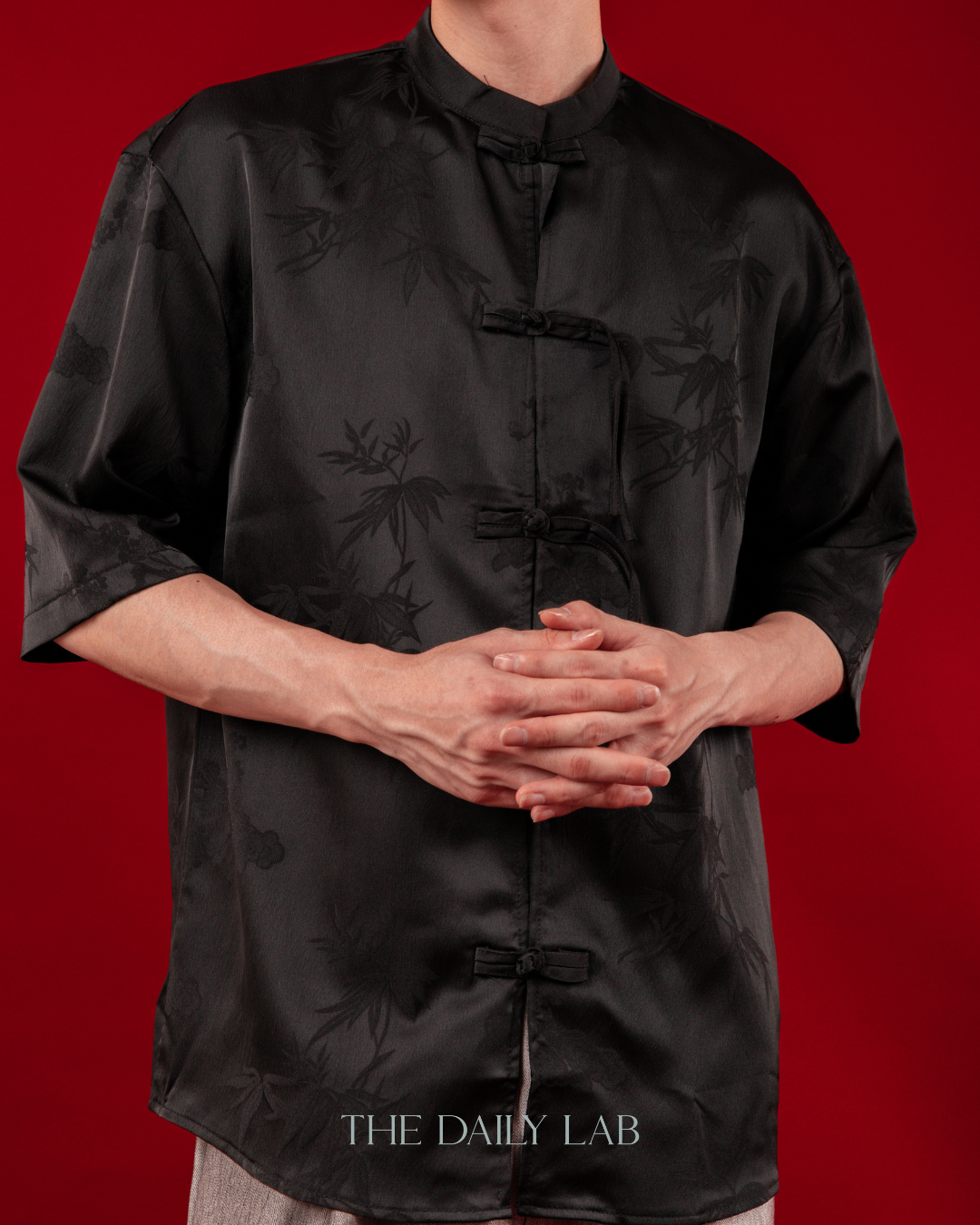 Vintage Mandarin Collar Coat in Black