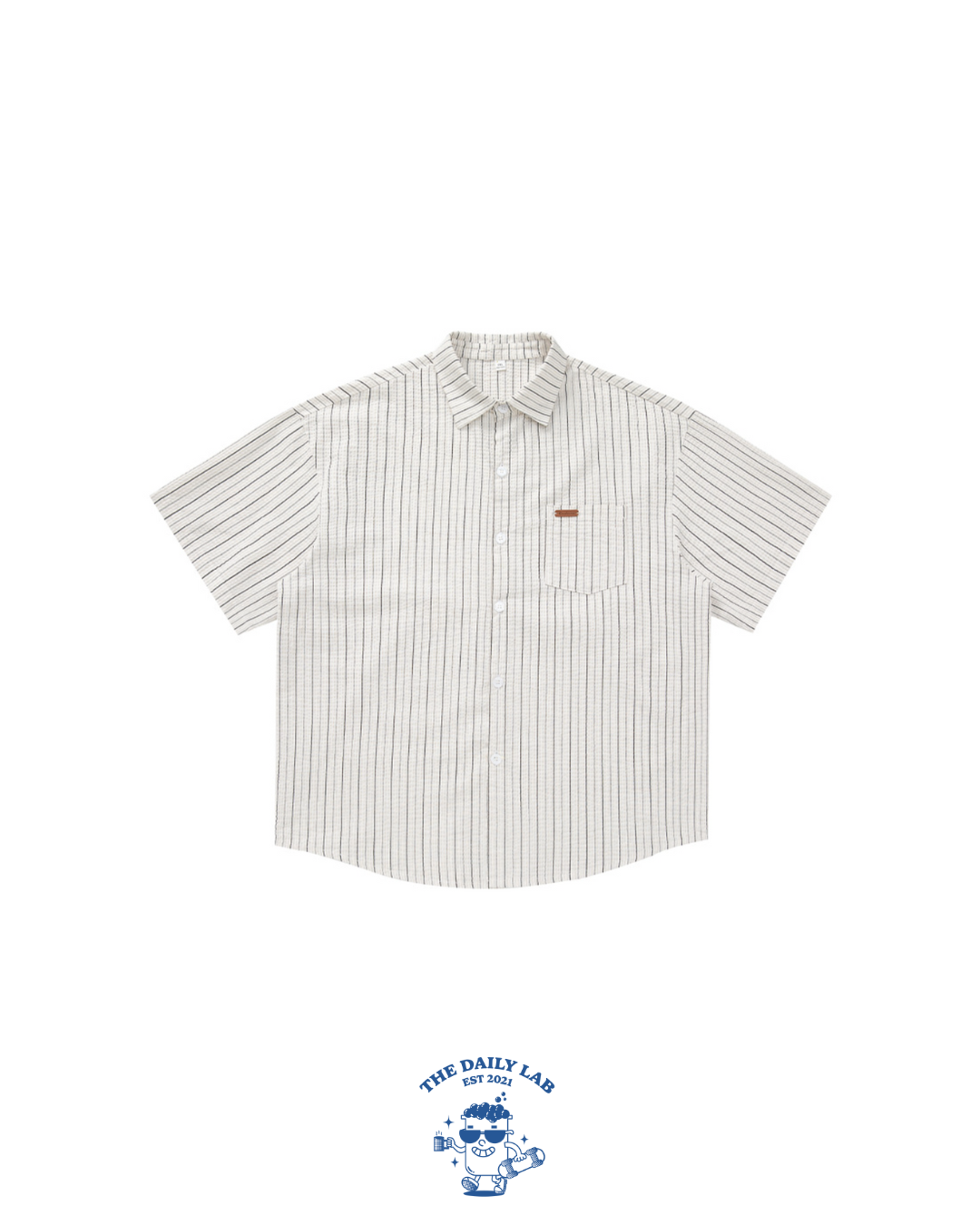 Striped Buttoned Overshirt in White