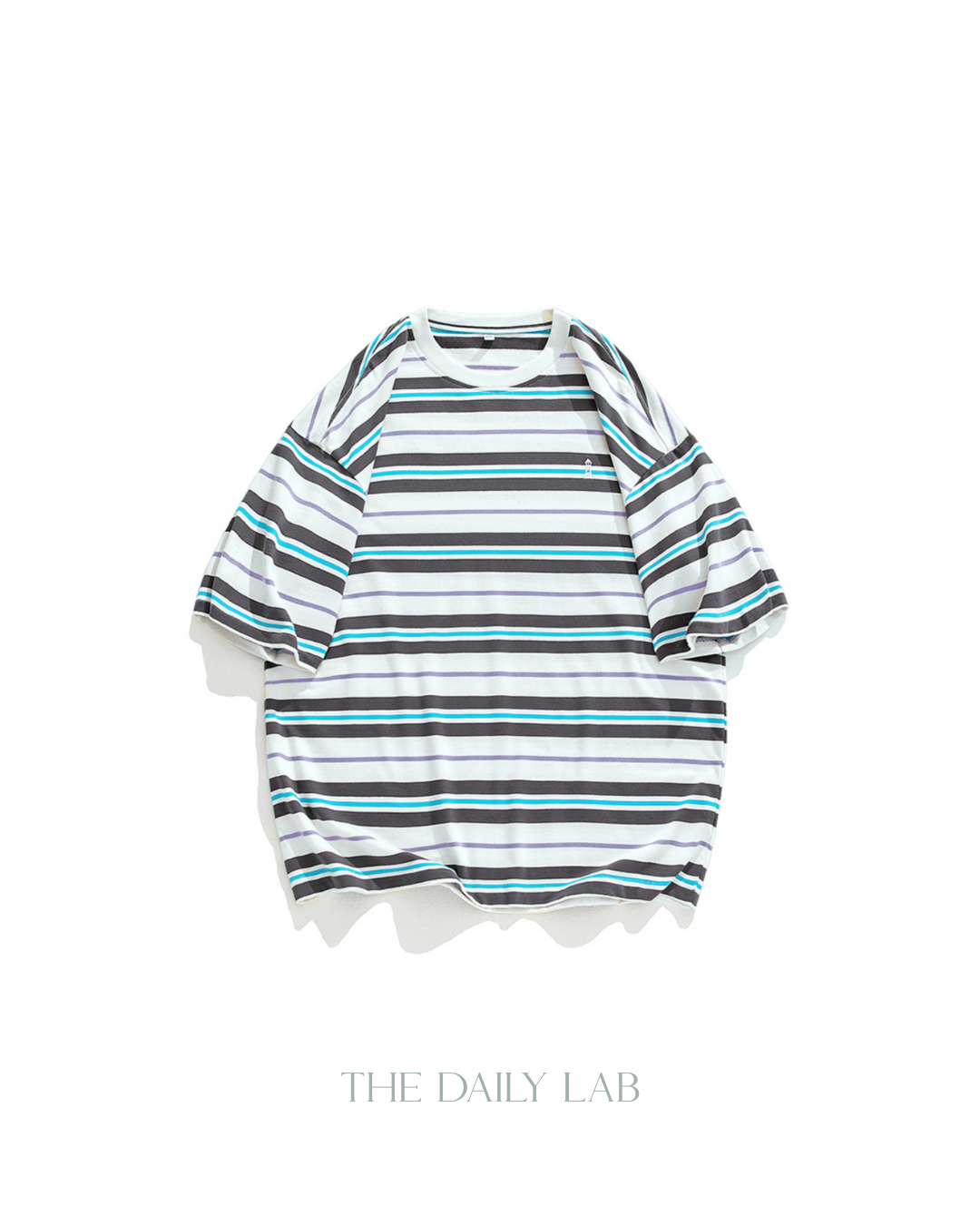 Retro Oversized Striped Line Tee in Blue