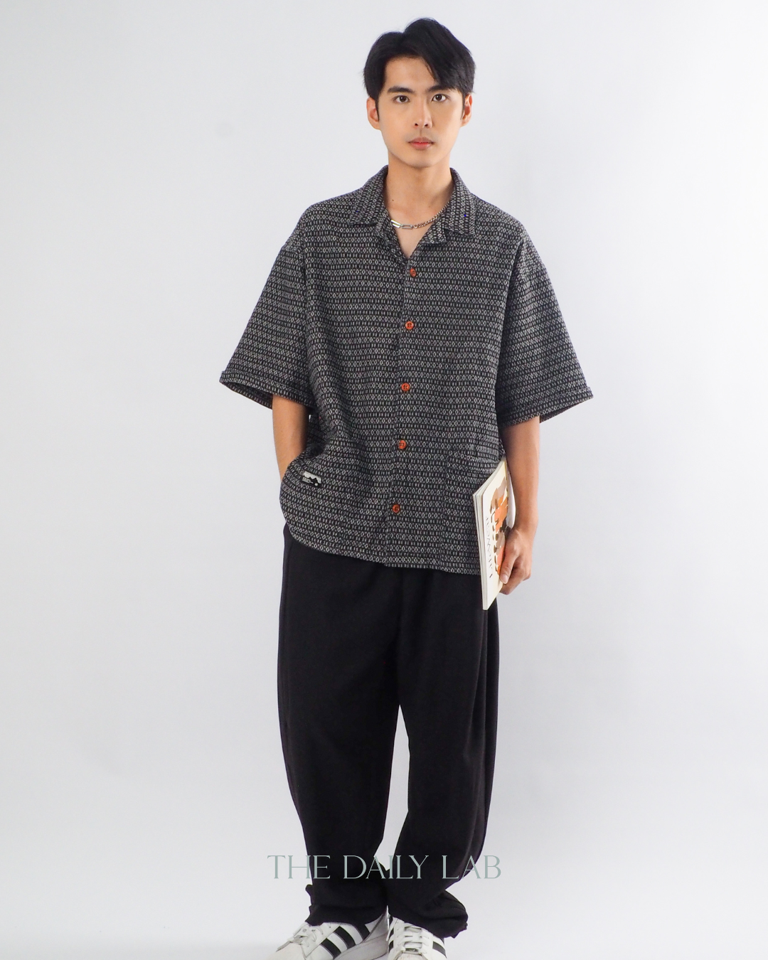 Japanese Retro Workwear Denim Shirt in Black
