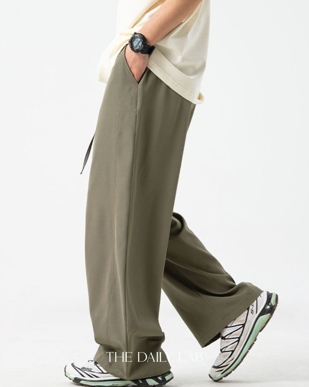 Pocketed Wide Straight Pants in Green