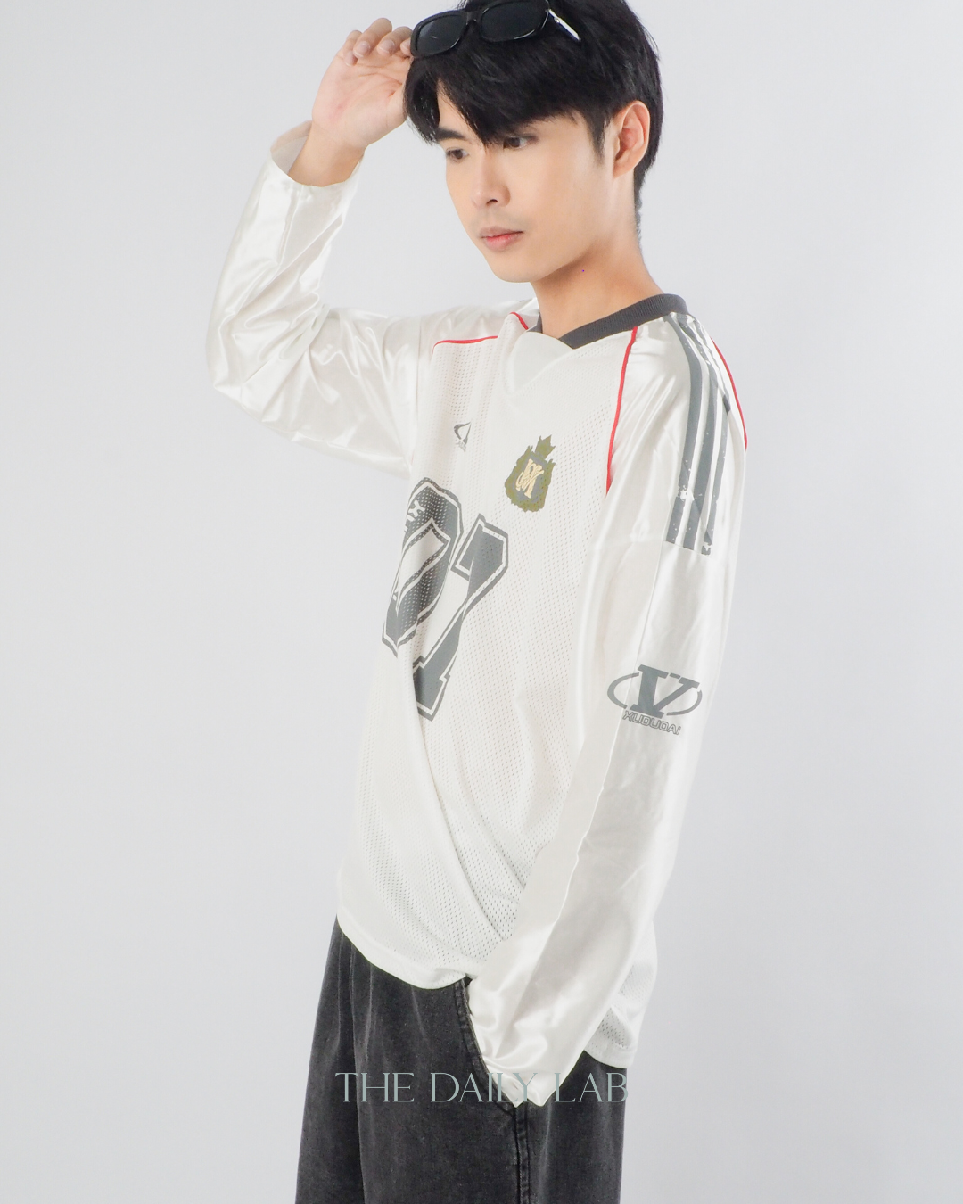 Vintage Mesh Long Sleeve Tee in White