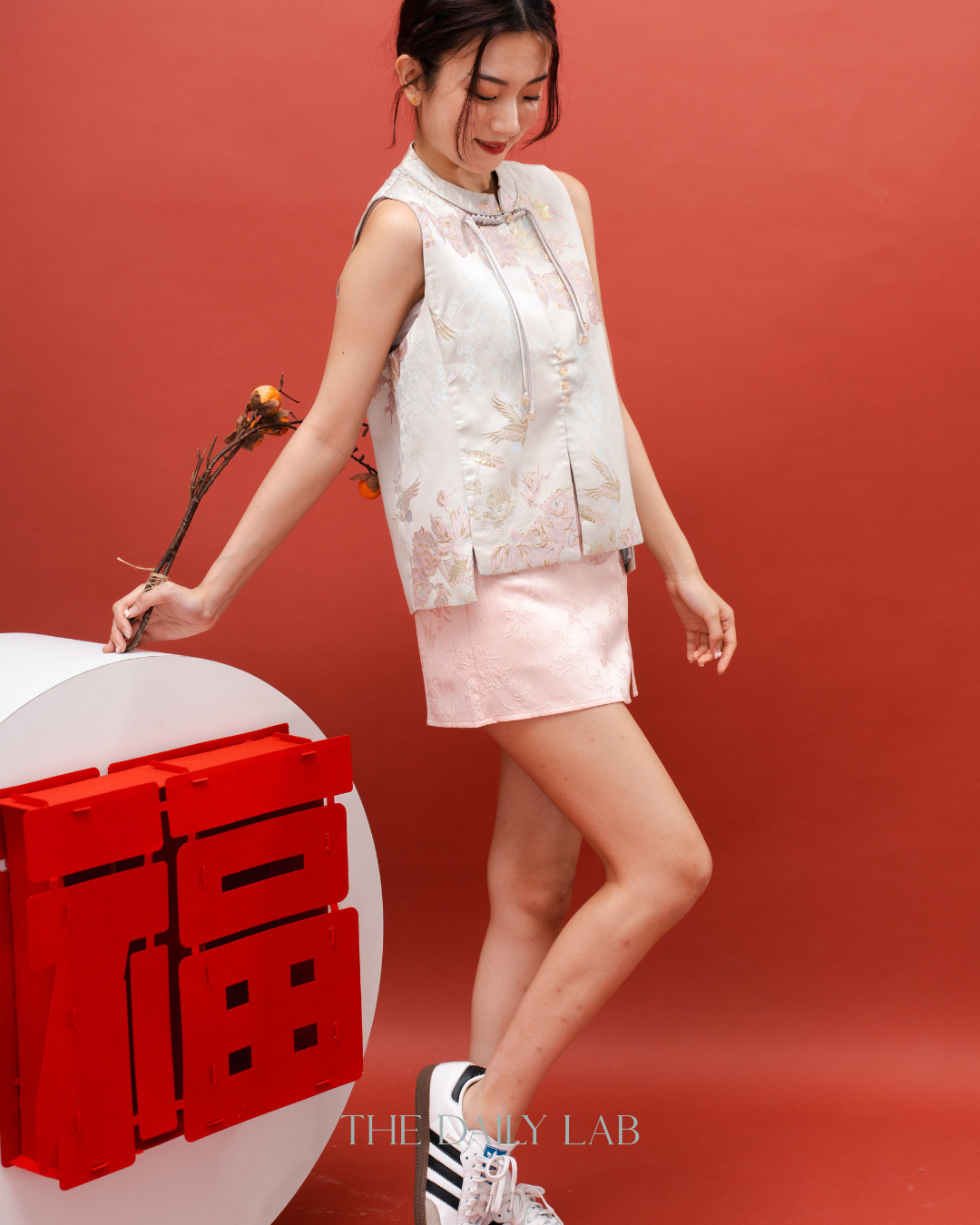 Elegant Pankou Mini Skirt in Pink