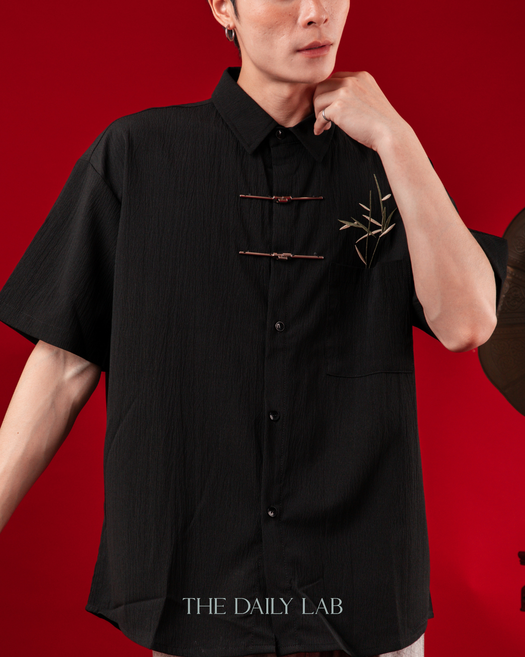 Bamboo Stitch Tang Shirt in Black