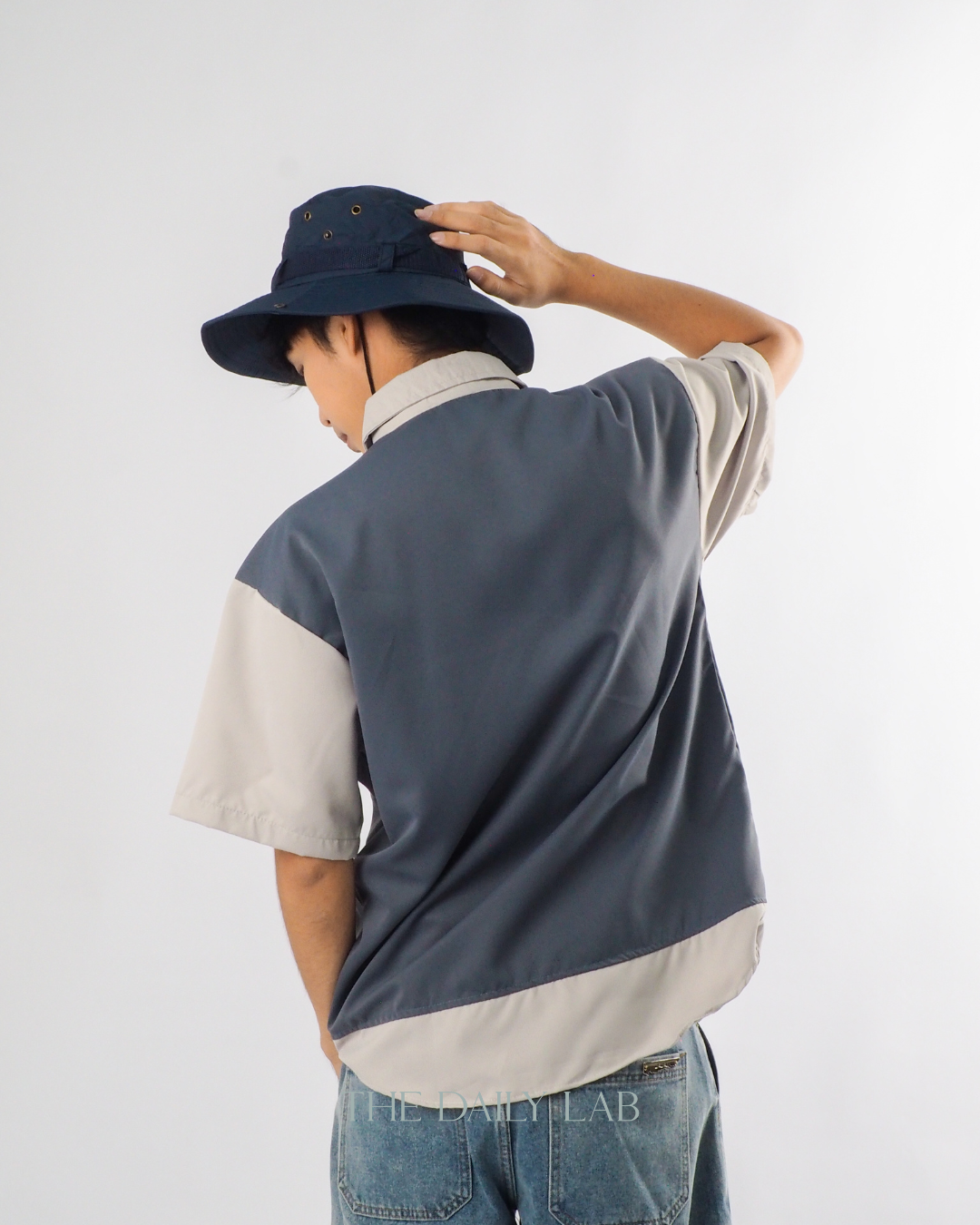 Japanese Techwear Layered Shirt in Navy
