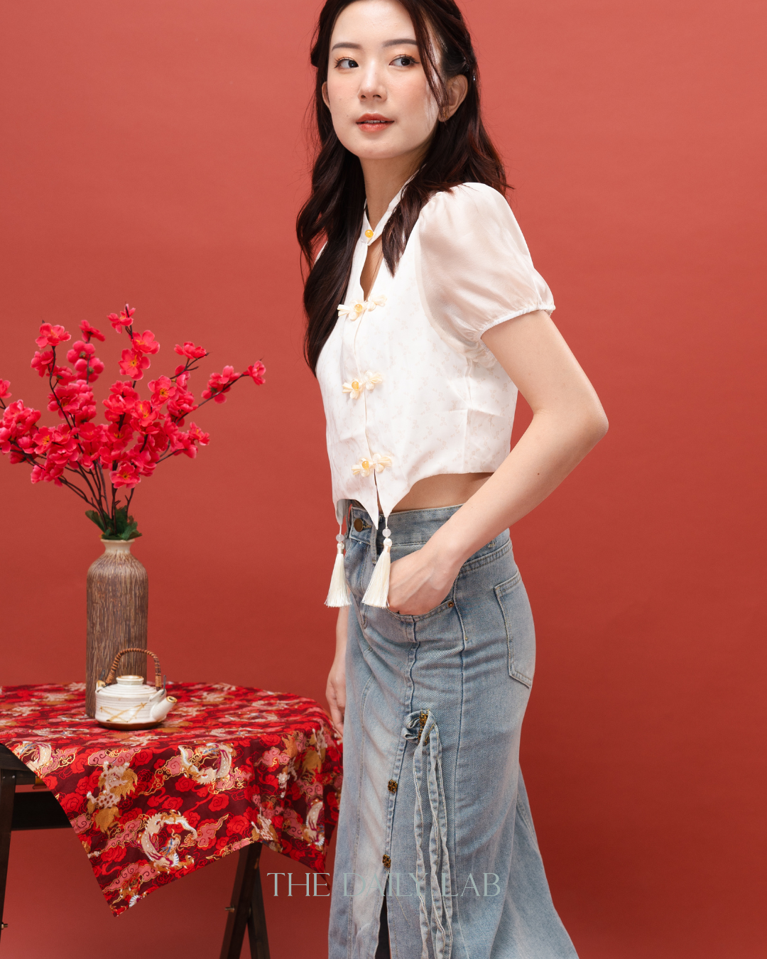 Vintage Puff Sleeve Qipao Top