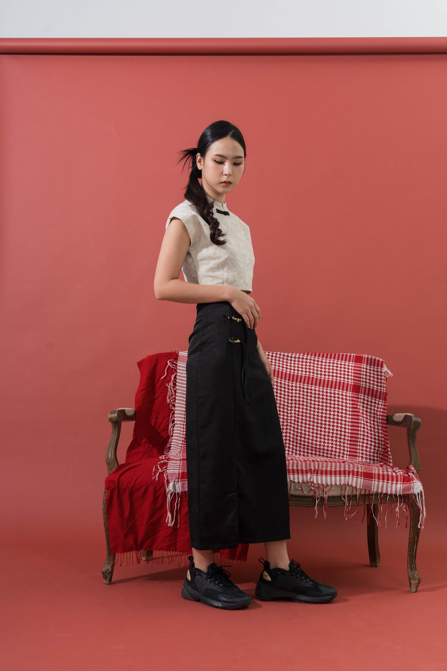 Vintage Jacquard Mandarin Top