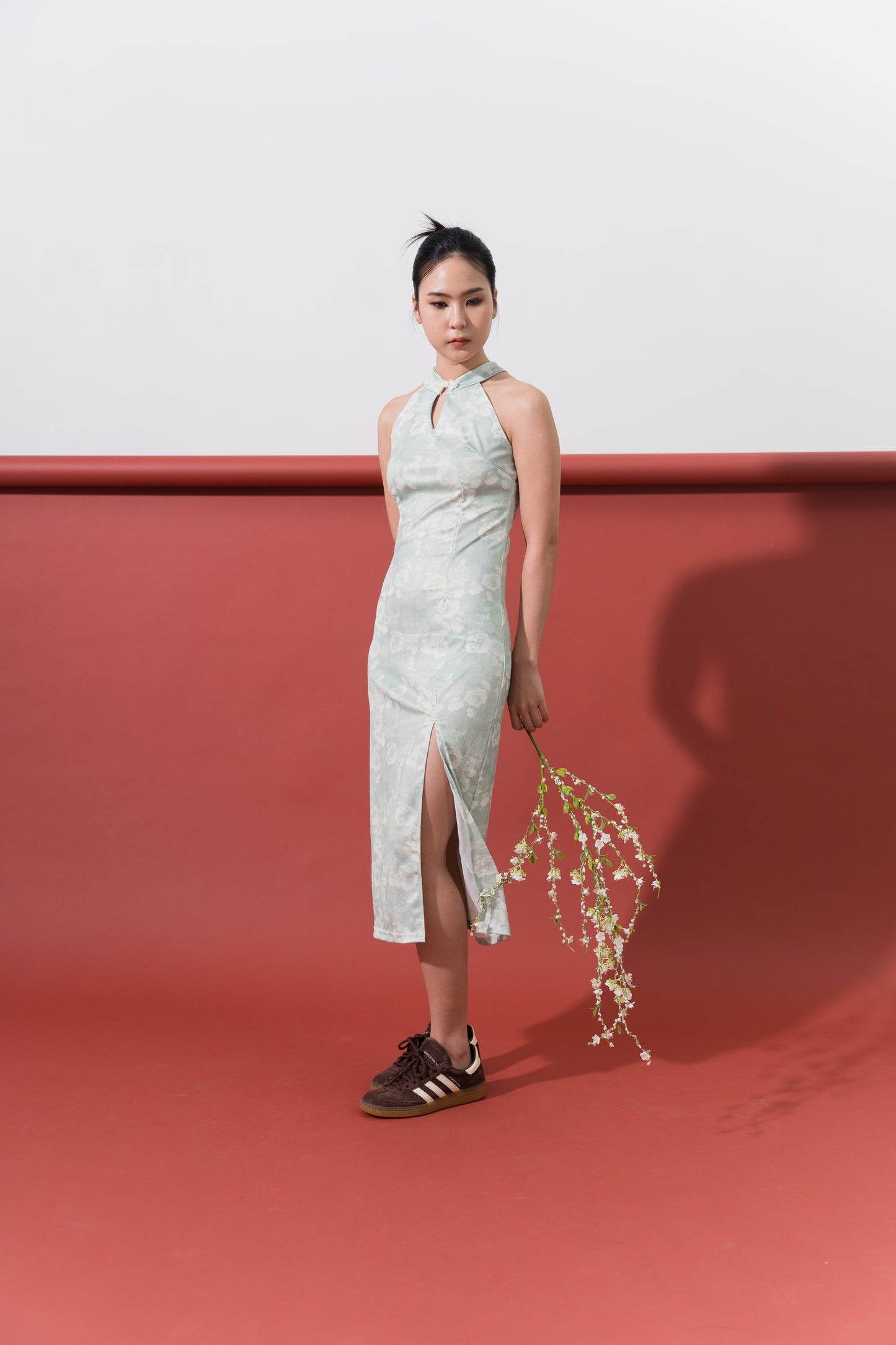 Floral Halter Neck Cheongsam