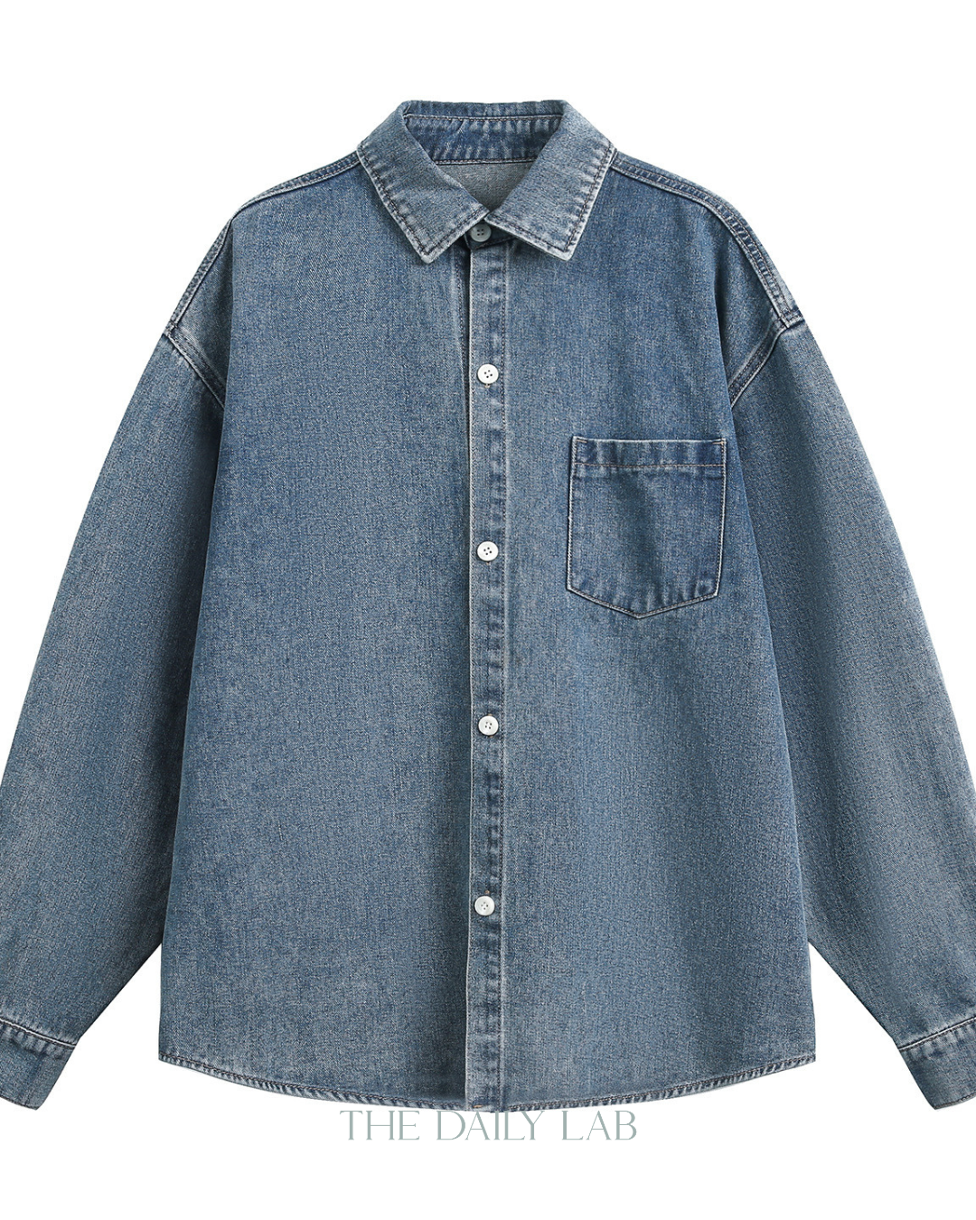 Denim Core Shirt Jacket in Wash Blue