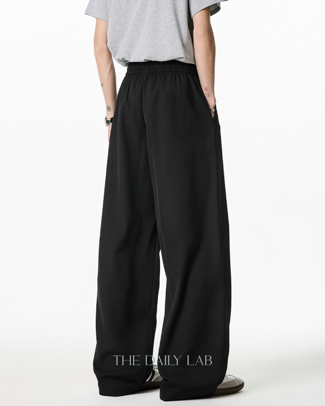 Ice Silk Straight-Leg Pants in Black