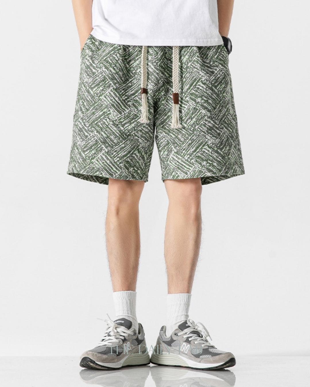 Retro Casual Staight Shorts in Green