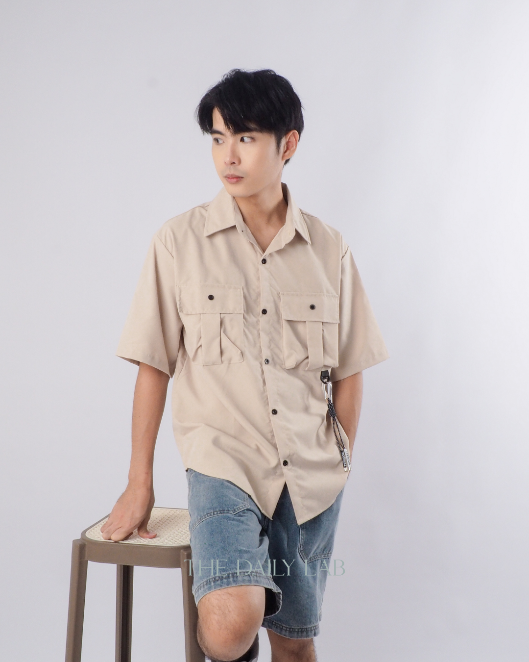Japanese Style Short Sleeve Jacket in Beige
