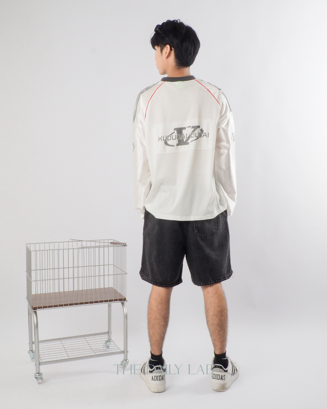 Vintage Mesh Long Sleeve Tee in White