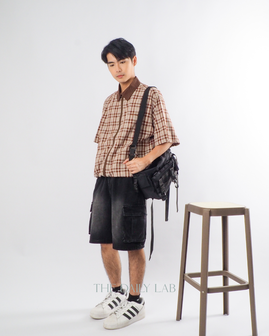 American Streetwear Patchwork Shirt in Brown