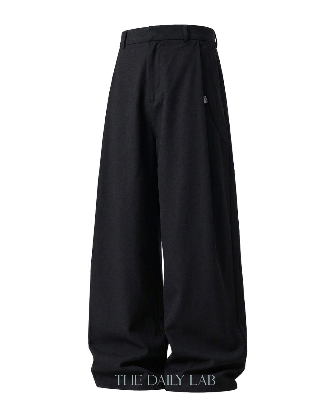 Side Pleat Wide Leg Pants Black