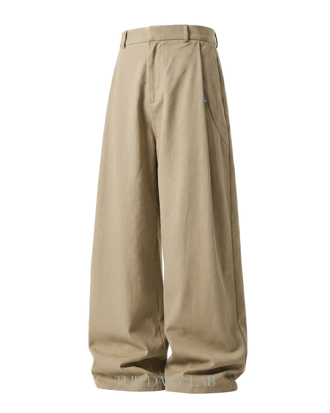 Side Pleat Wide Leg Pants Khaki