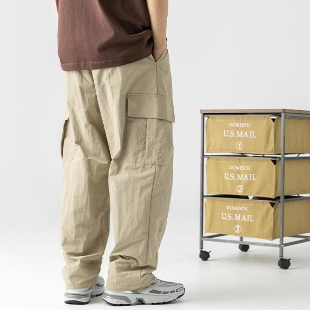 Taslon Relaxed Fit Long Pants in Khaki