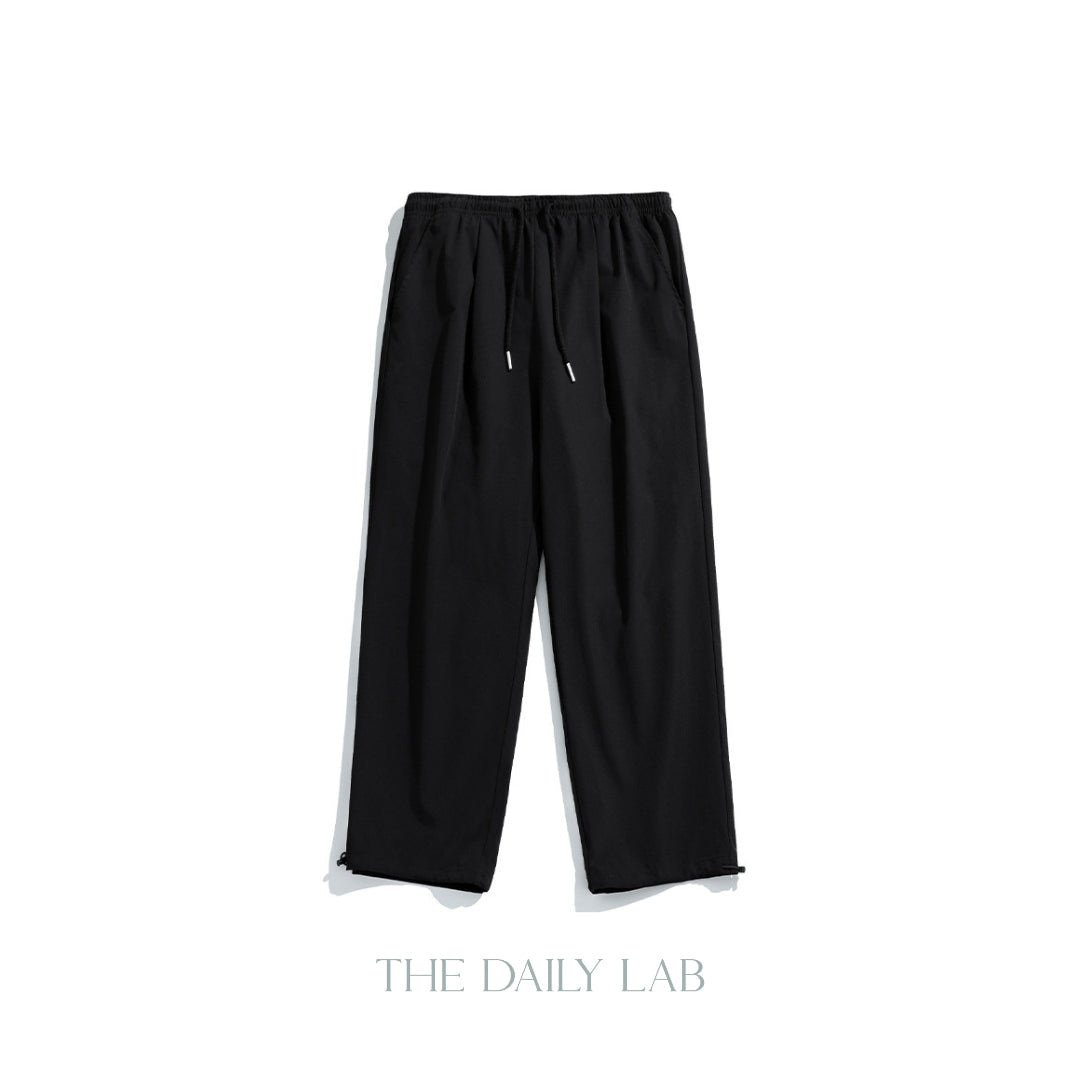 LooseFit Drawstring Capri Pants in Black