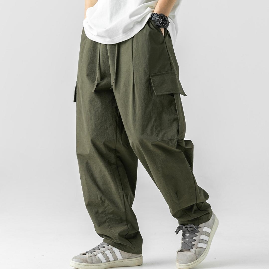 Taslon Relaxed Fit Long Pants in Army Green