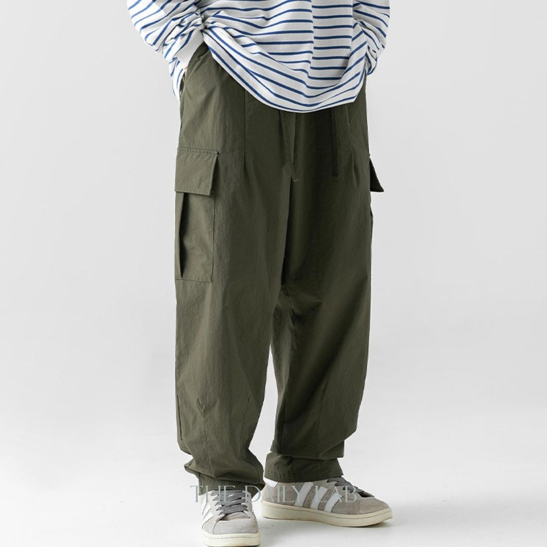 Taslon Relaxed Fit Long Pants in Army Green