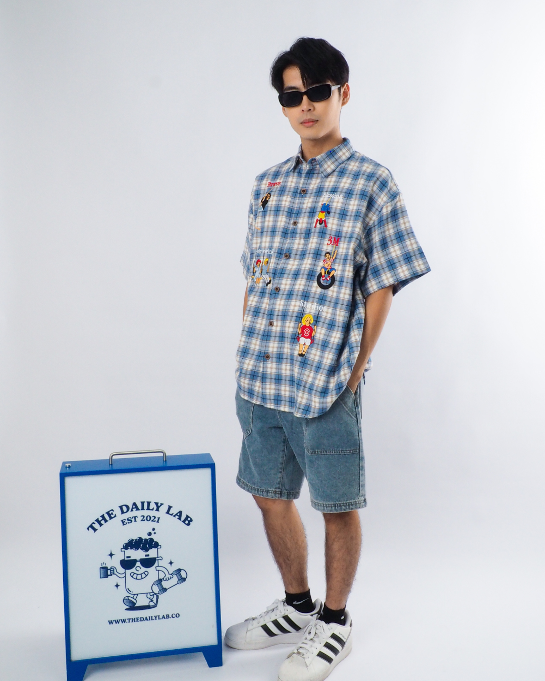 Summer Vintage Plaid Shirt in Blue