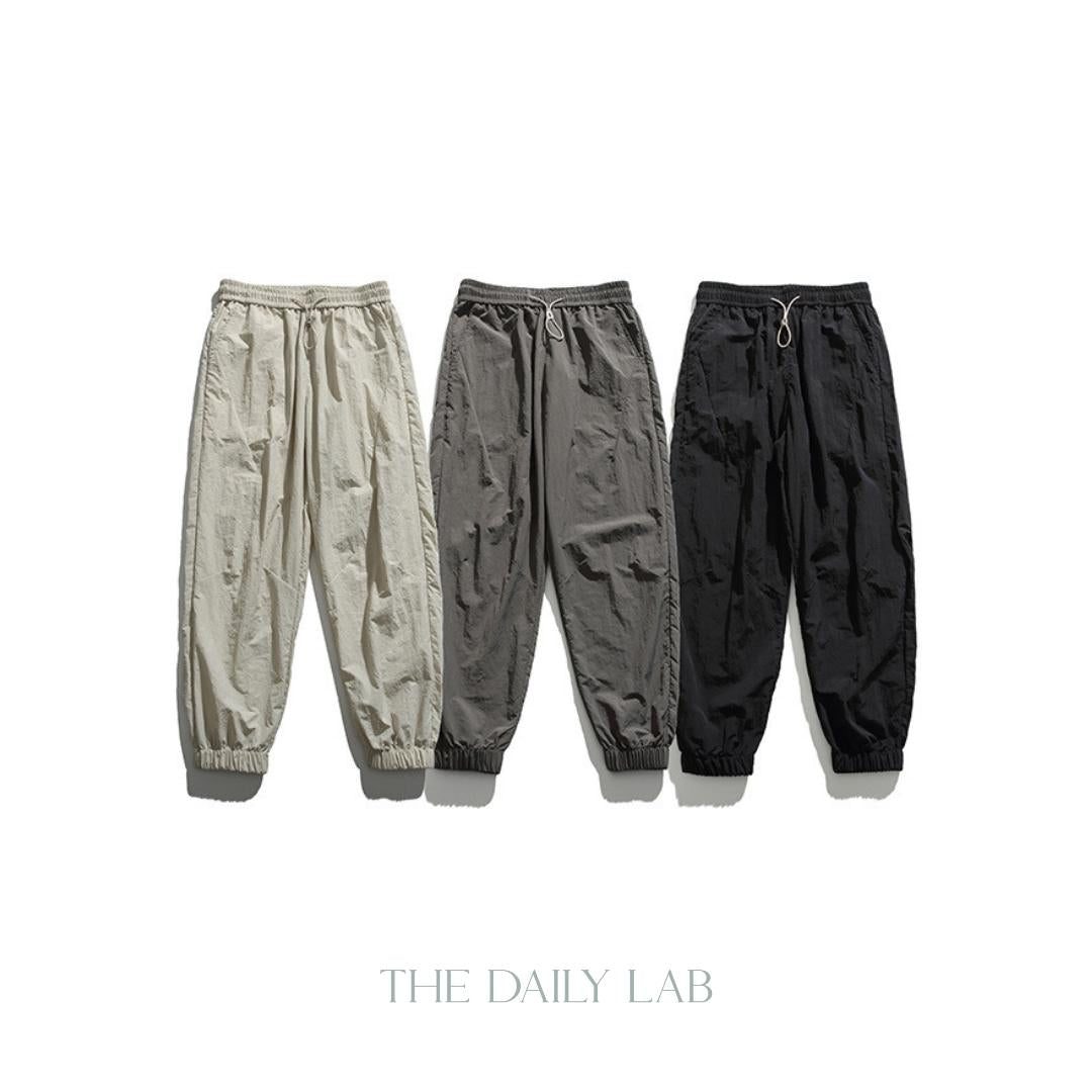 Tencel Drawstring Cargo Trousers in Black