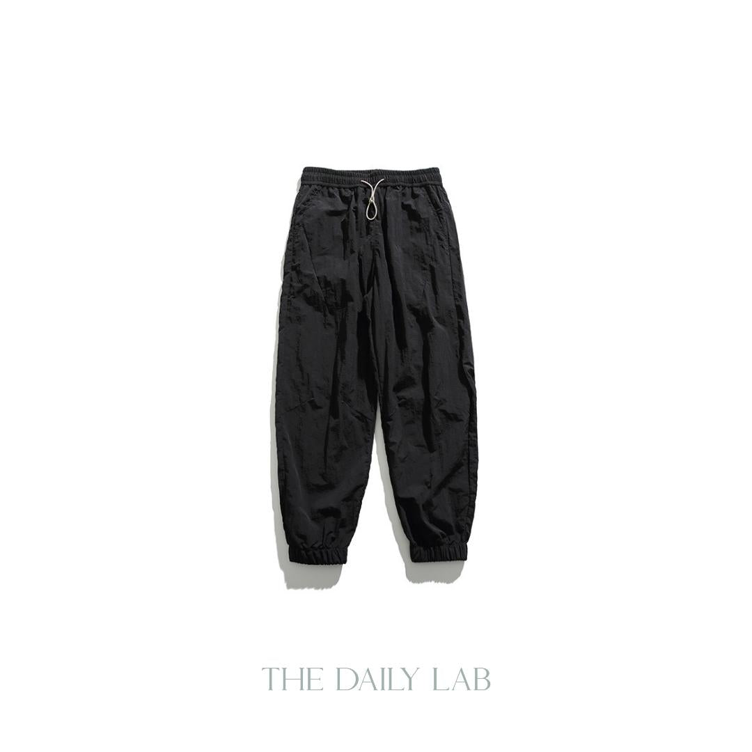Tencel Drawstring Cargo Trousers in Black