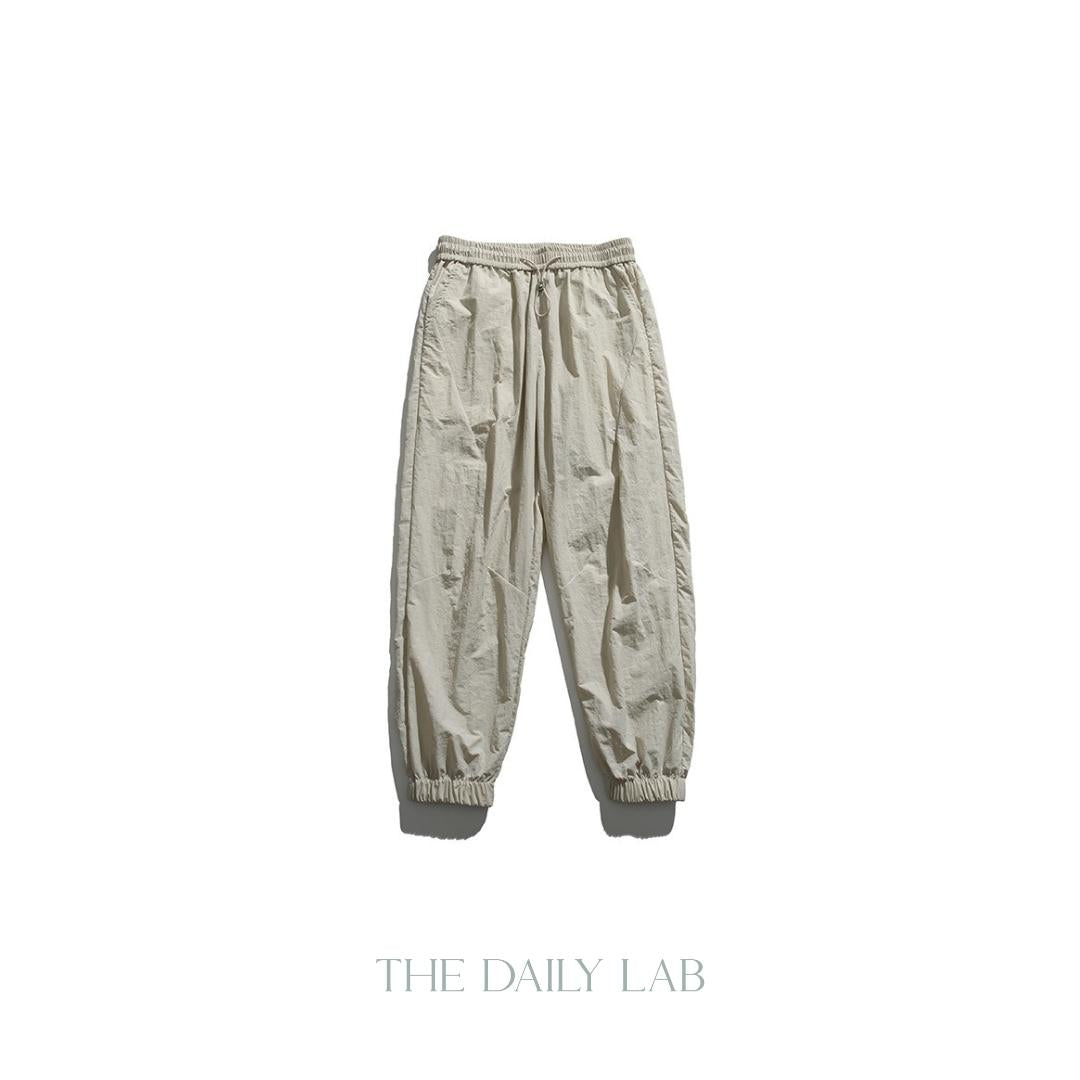 Tencel Drawstring Cargo Trousers in Beige