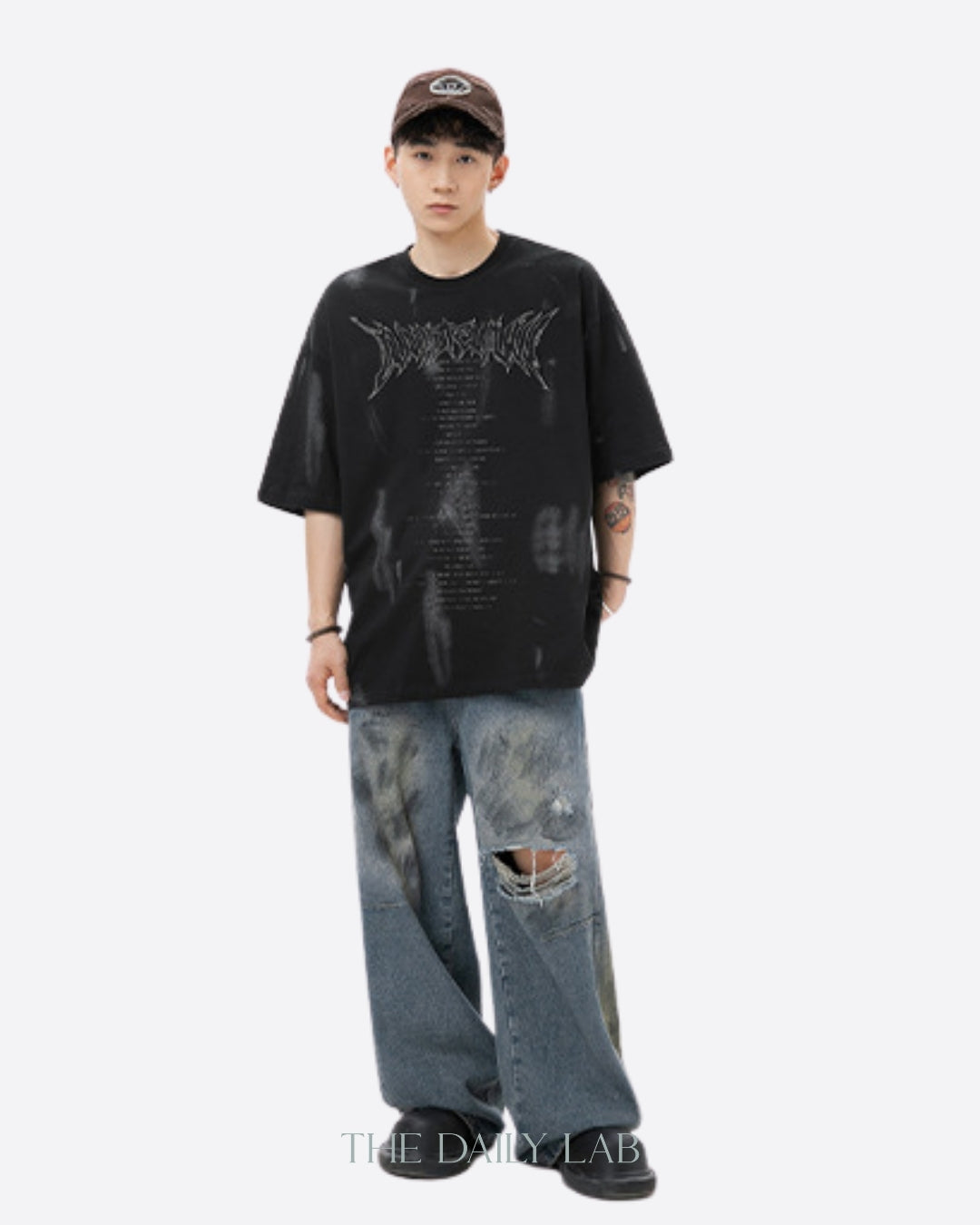 Retro Painted Tee in Black