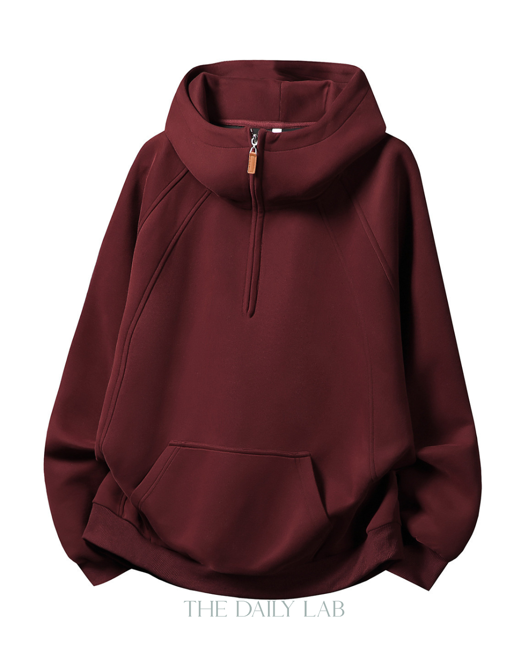 Plain Structure Half-Zip Hoodie in Red