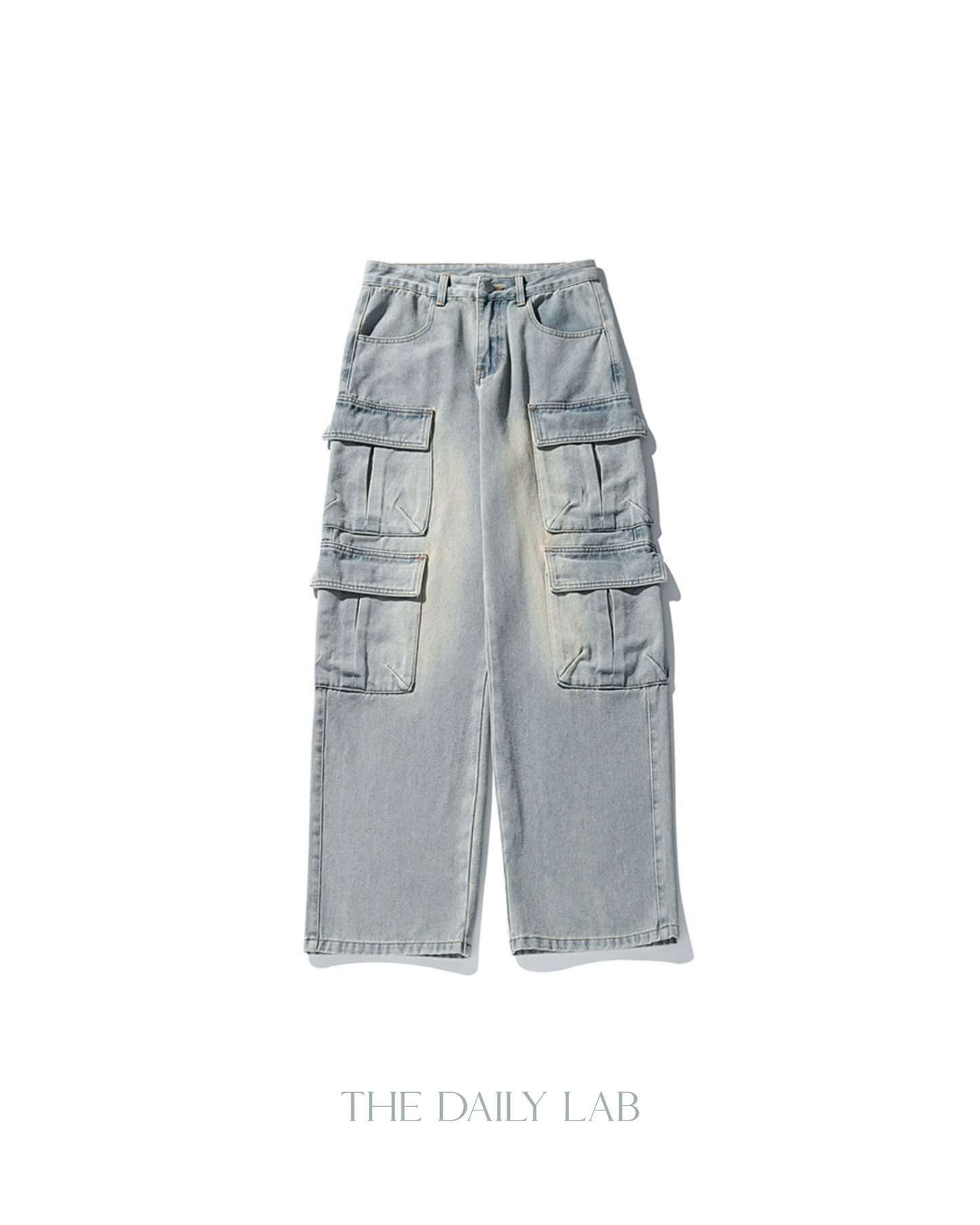 Washed Vintage Denim Pants in Blue