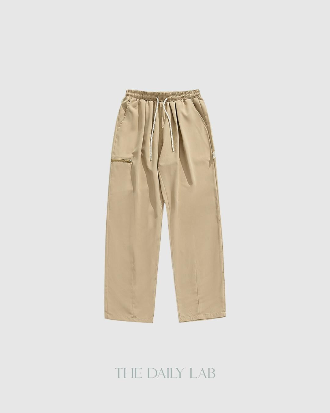 Side Zipper Pocket Utility Long Pants in Khaki