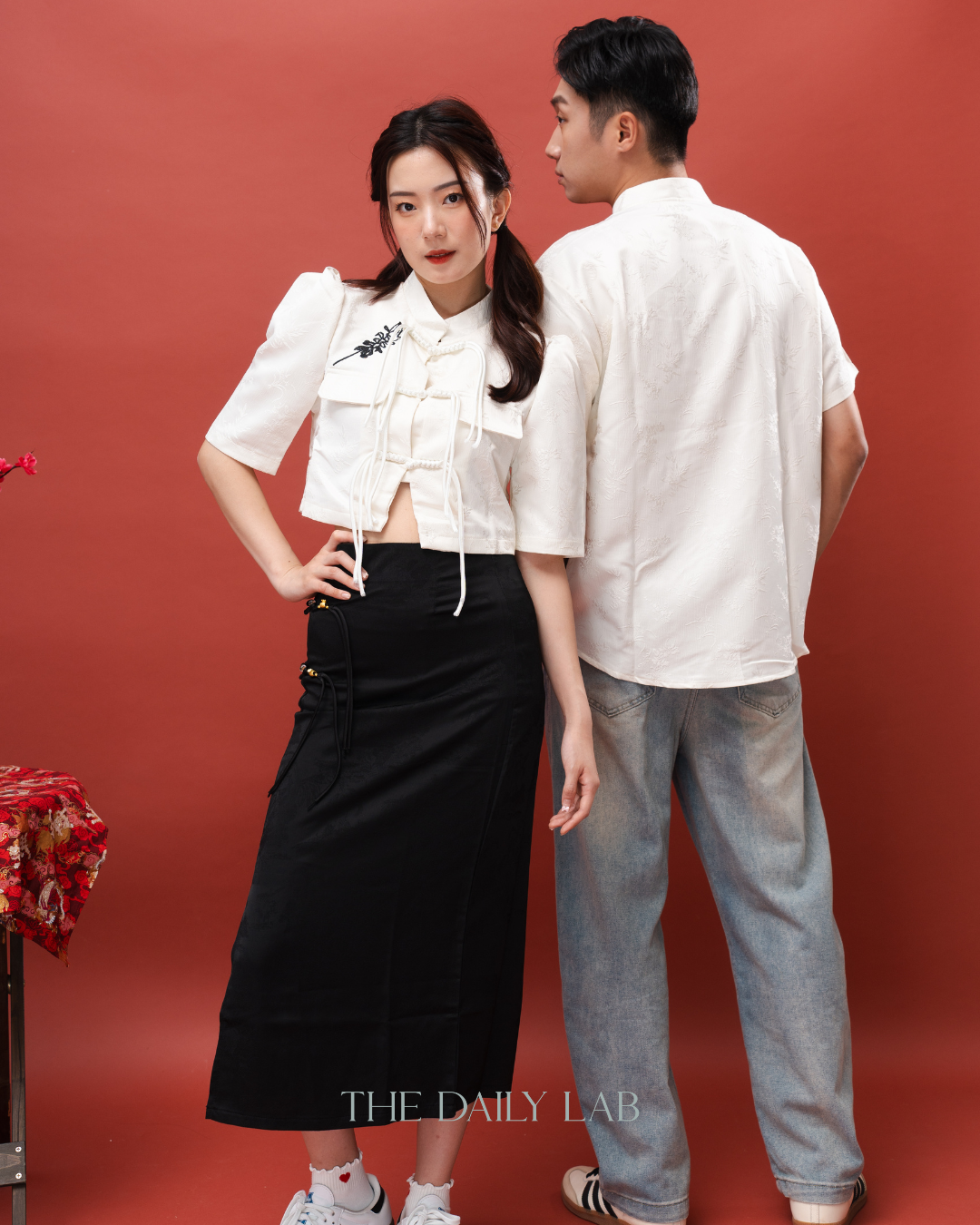 Embroidered Mandarin Collar Tang Shirt