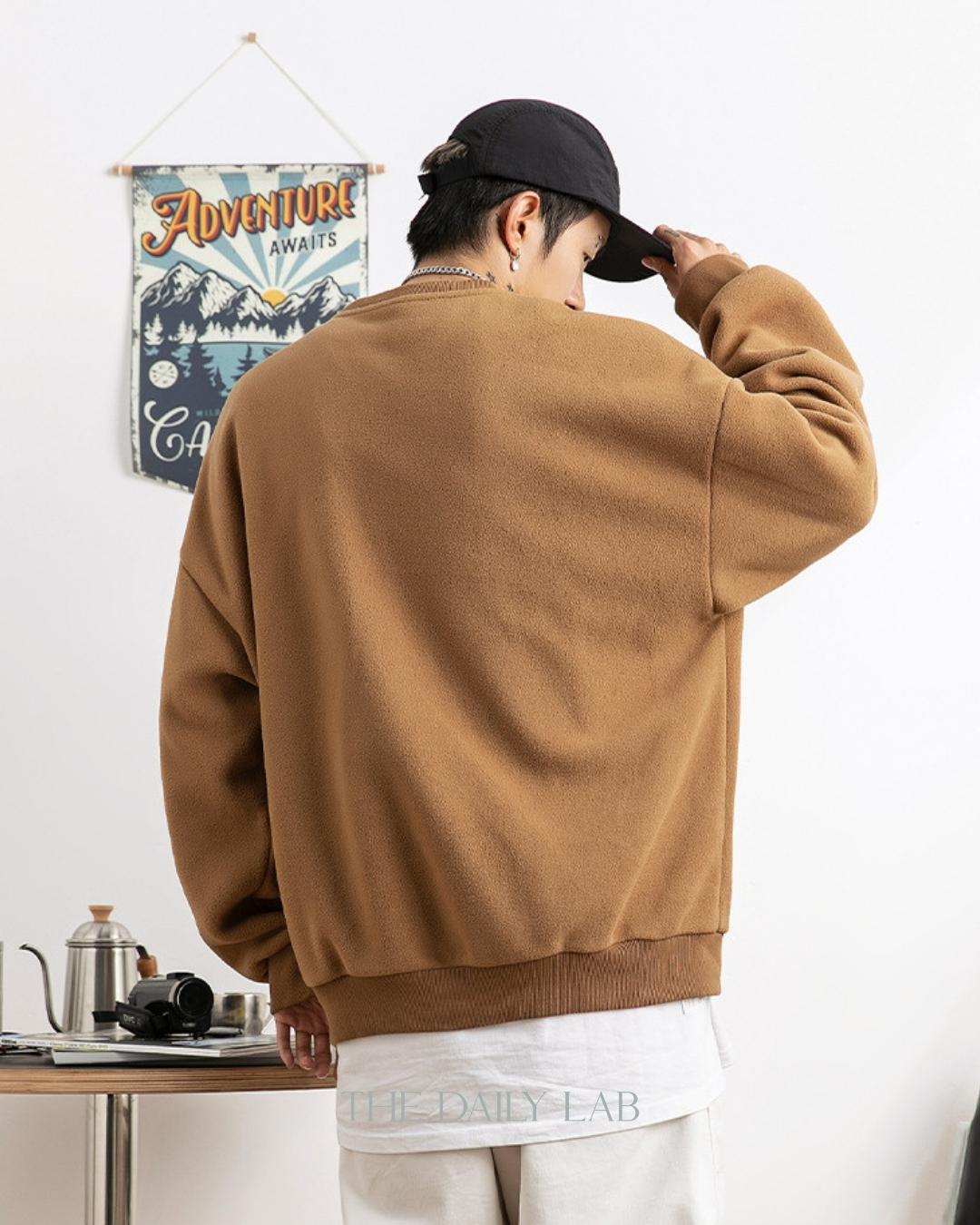 380G Pocketed Long Sleeve Sweater in Light Brown