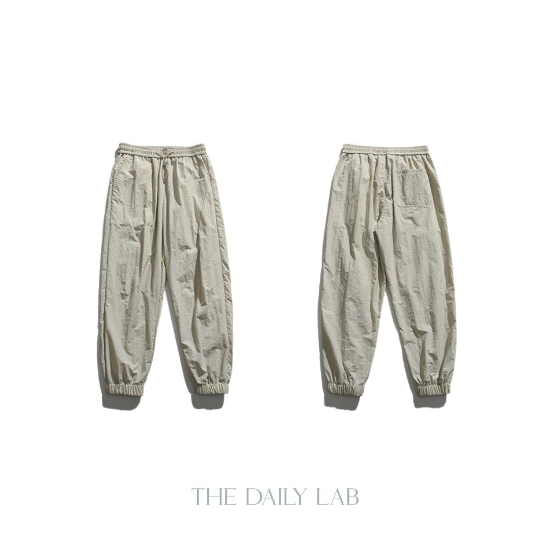 Tencel Drawstring Cargo Trousers in Beige