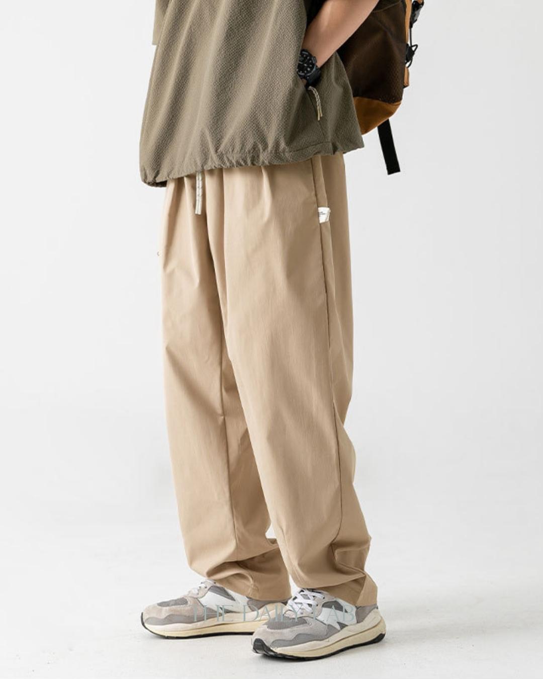 Side Zipper Pocket Utility Long Pants in Khaki