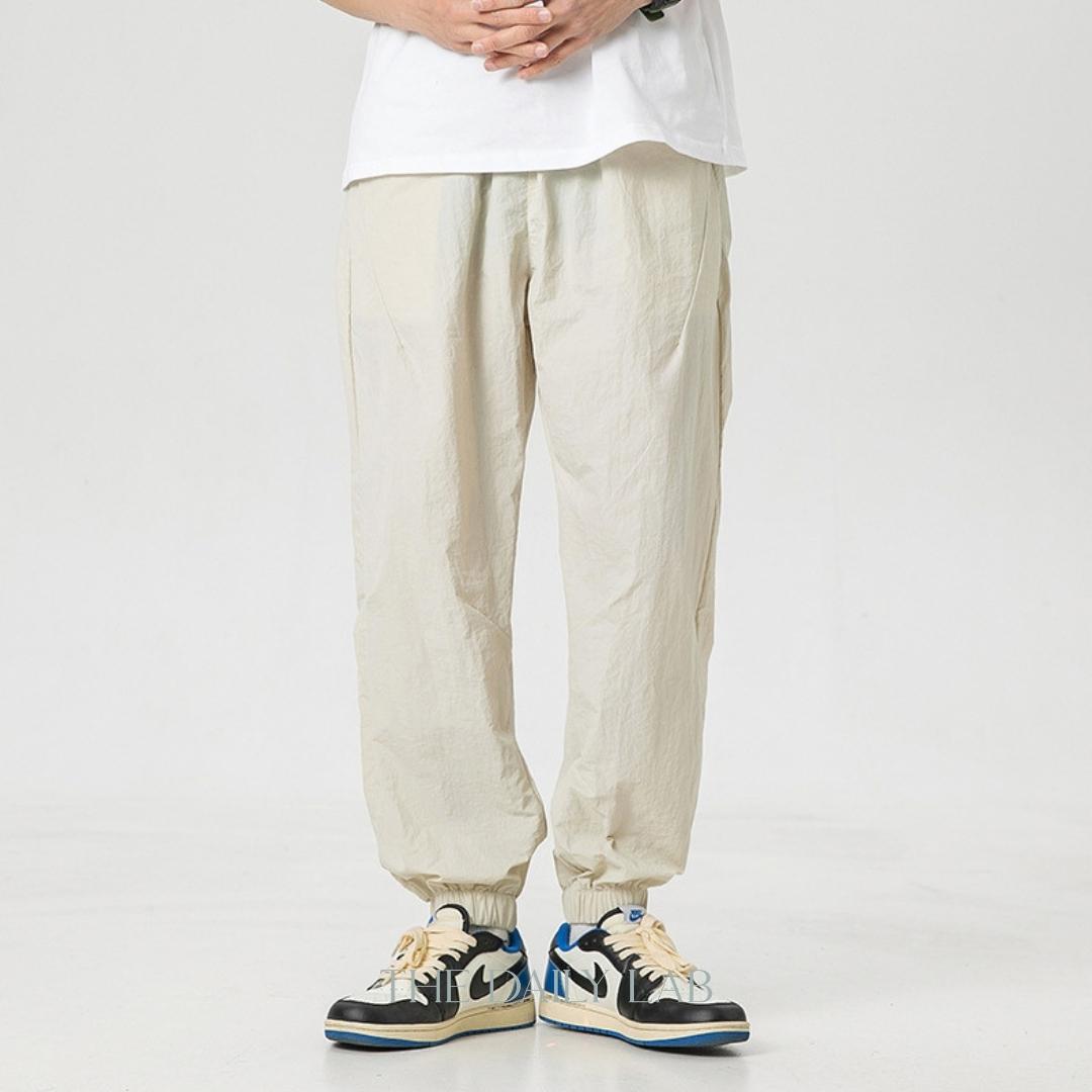 Tencel Drawstring Cargo Trousers in Beige